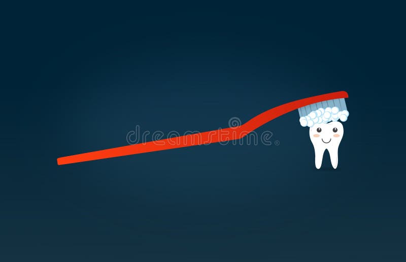 Happy Teeth - Cartoon Toothbrush Brushing Happy Tooth Smiling royalty free illustration