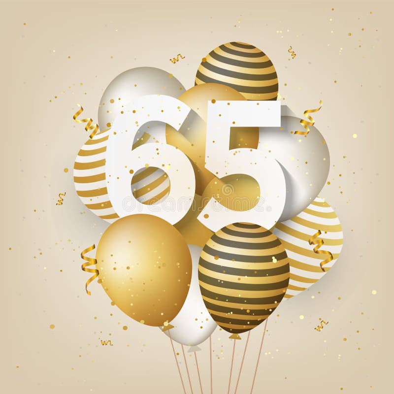 Chúc mừng sinh nhật lần thứ 65! Hình ảnh với bong bóng vàng nền thẻ chào mừng sẽ khiến bạn thấy vô cùng phấn khích. Không có gì tuyệt vời hơn là được bao phủ bởi sự ấm áp và yêu thương trong ngày đặc biệt này!