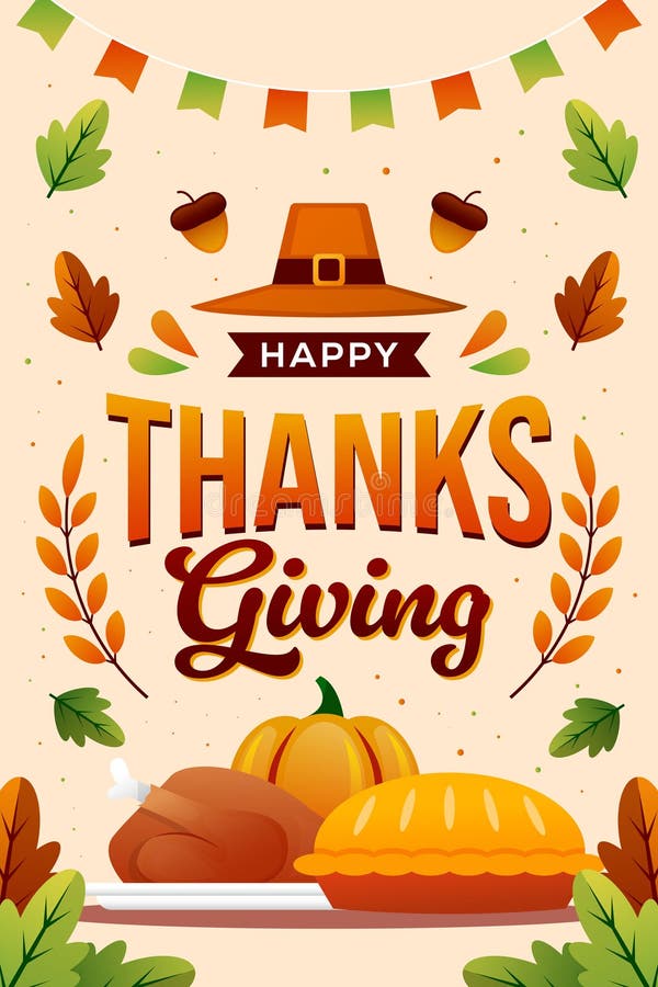 Happy Thanksgiving Illustration in Gradient Style Design Stock