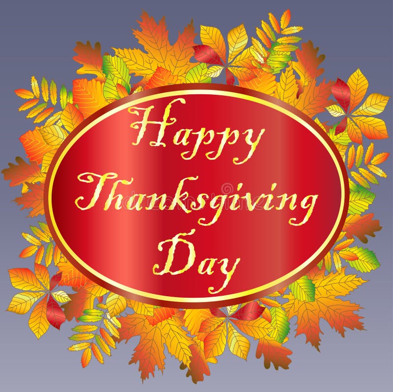 happy Thanksgiving. inscription on the background of orange maple leaf vector illustration happy Thanksgiving. inscription on the background of orange maple leaf vector illustration