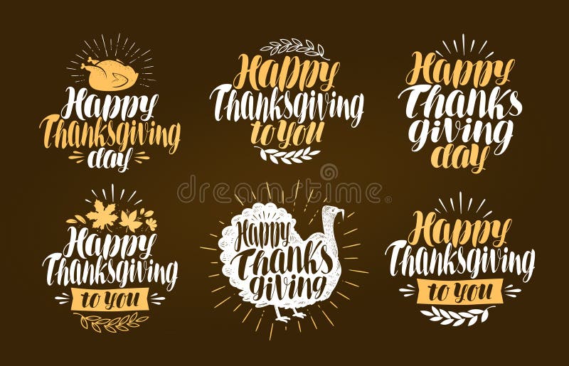 Happy Thanksgiving, label set. Holiday symbol or logo. Lettering vector illustration vector illustration Happy Thanksgiving, label set. Holiday symbol or logo. Lettering vector illustration vector illustration