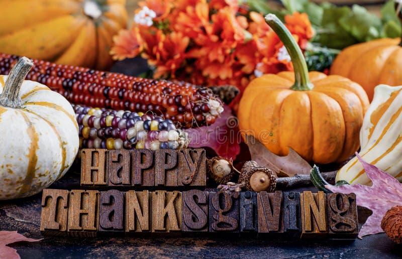 Happy Thanksgiving Message With Autumn Decorations