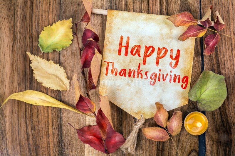 Happy thanksgiving text with autumn theme