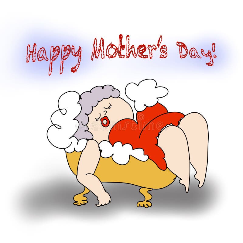 Funny Card To Happy Motherâ€™s Day Stock Illustration - Illustration of  sleep, happy: 217827950