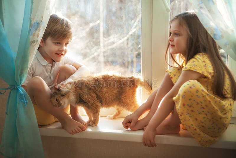 Kids and cat frienship