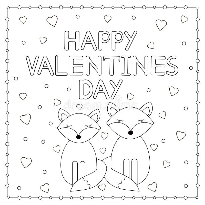 Download Happy Valentine Day Card With Cute Foxes And Hearts ...