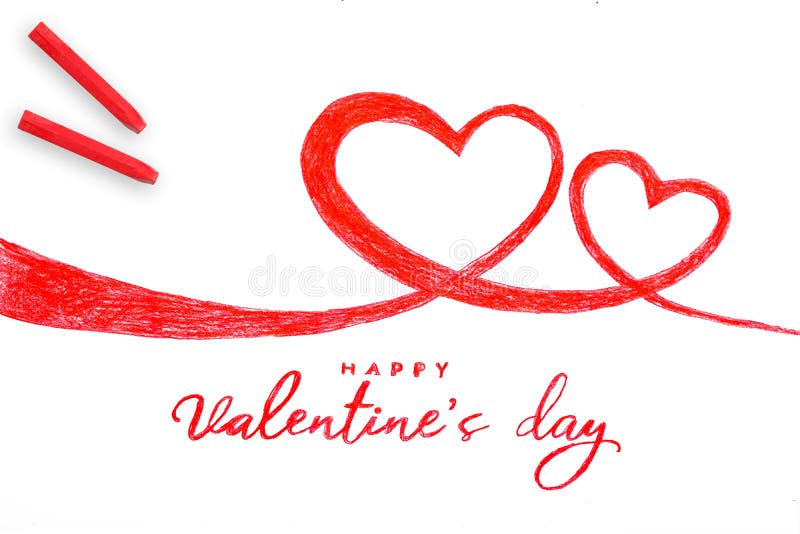 Happy valentine day hand painting two heart stock illustration Happy valentine day hand painting two heart stock illustration