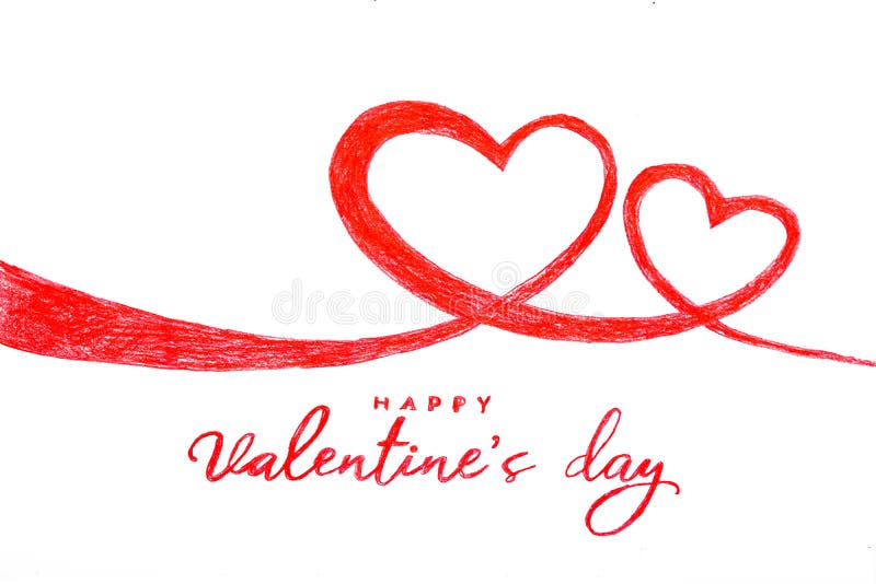 Happy valentine day hand painting two heart stock illustration Happy valentine day hand painting two heart stock illustration