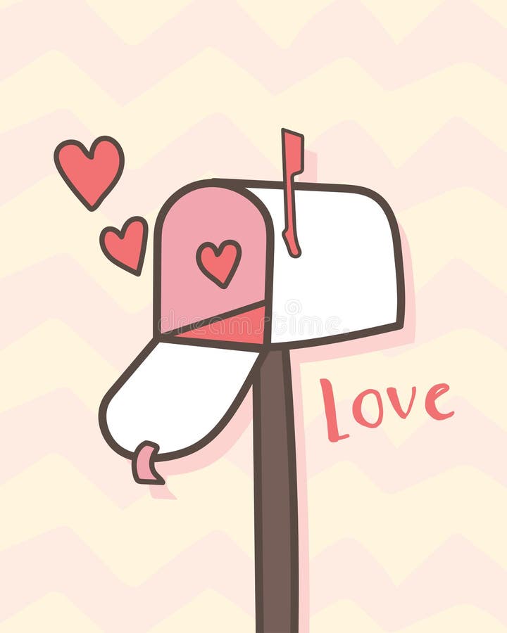 Happy Valentine`s Day Open mailbox with hearts, Valentines Day letterbox background