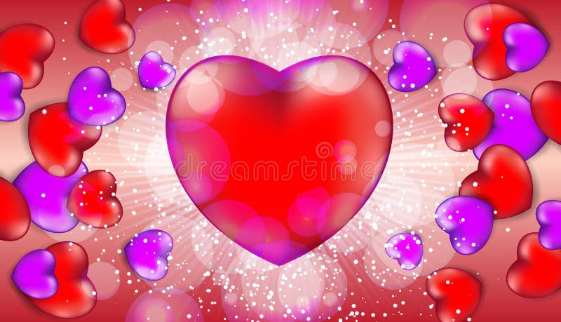 Happy valentine`s day sale banner with red and pink hearts and light flares stock illustration Happy valentine`s day sale banner with red and pink hearts and light flares stock illustration
