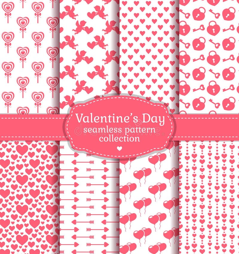 Happy Valentine s Day! Set of love and romantic seamless pattern