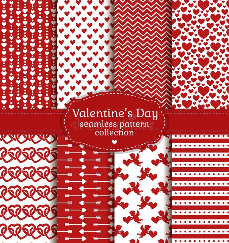 Happy Valentine s Day! Set of love and romantic seamless pattern