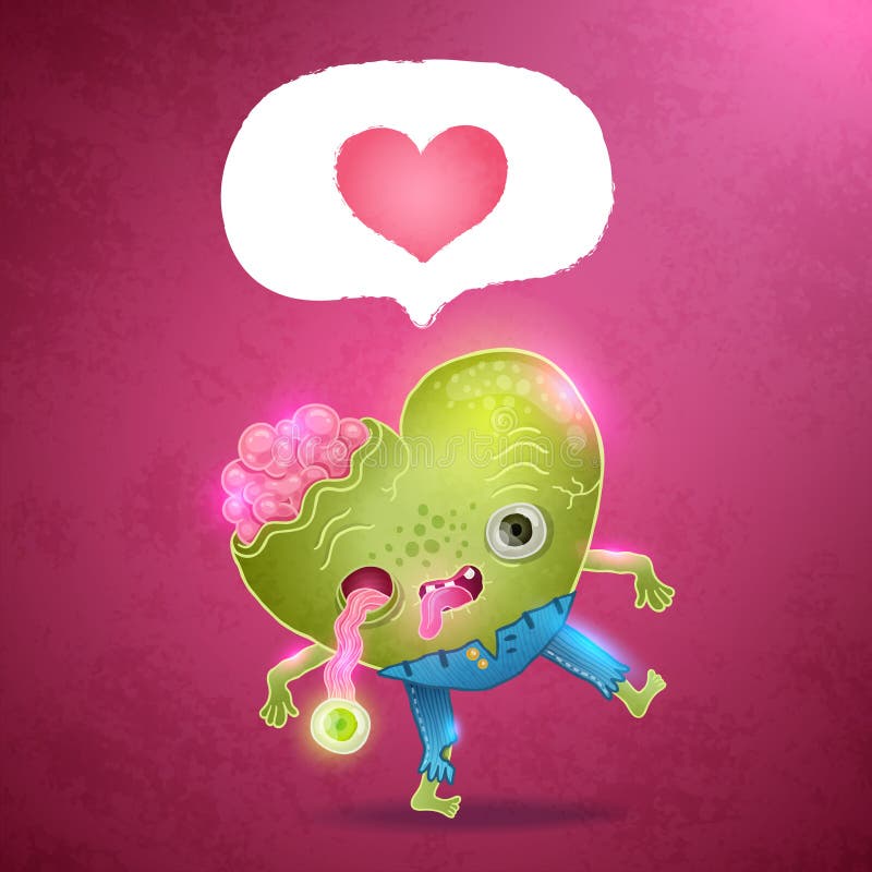 Happy Valentines card with zombie heart.