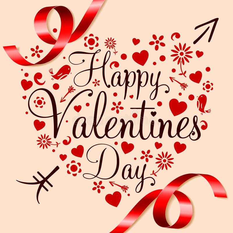 Abstracto corazón Rostro cintas feliz Día de San Valentín un mensaje.