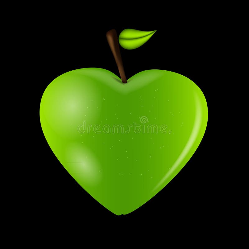 Happy Valentines Day card with apple heart. Vector stock illustration