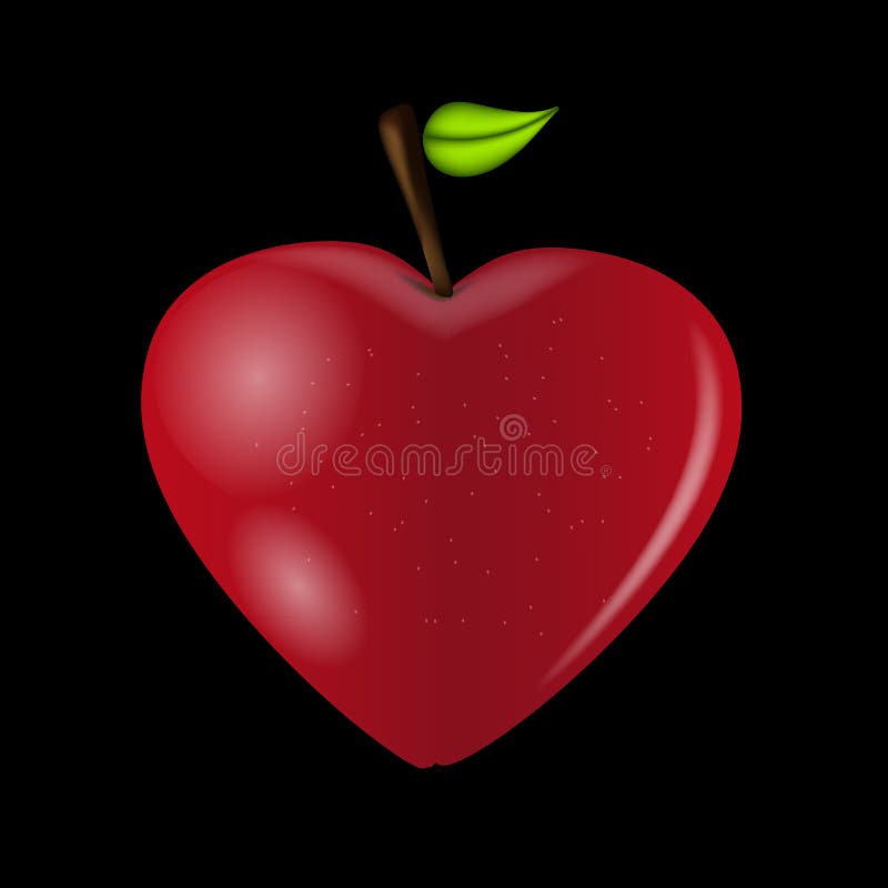 Happy Valentines Day card with apple heart. Vector vector illustration