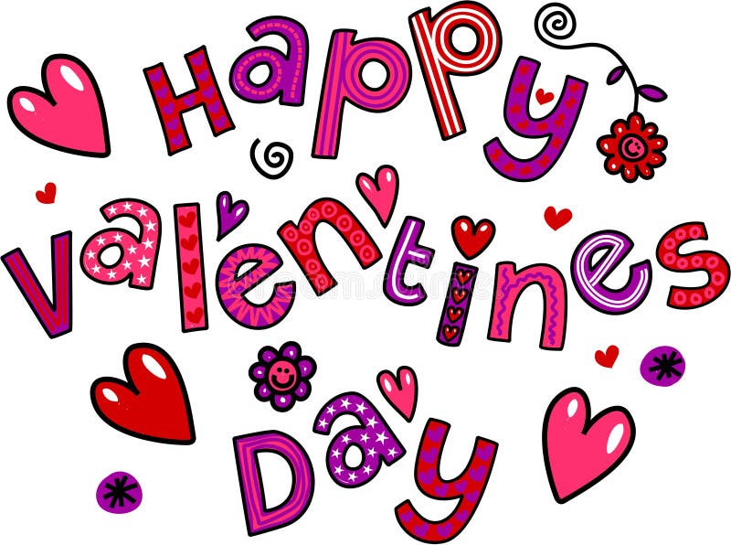 Download Happy Valentines Day Cartoon Doodle Text Stock ...