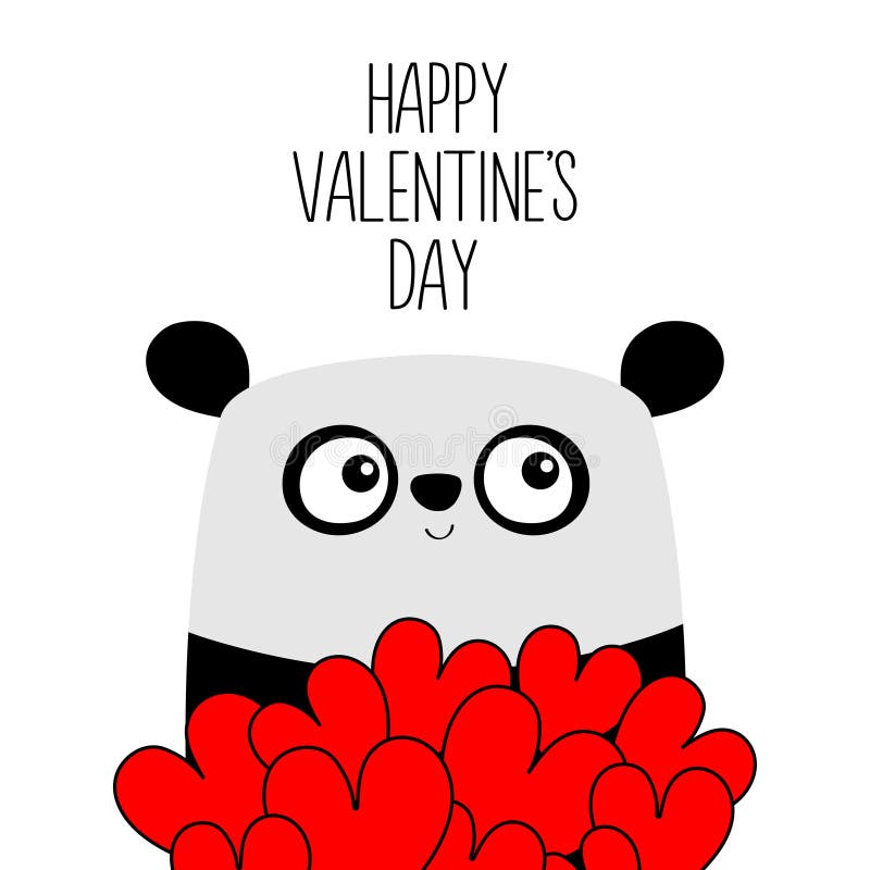 Cute Panda Bear Funny Head Face Pink Cheeks Kawaii Cartoon Character Happy  Valentines Day Baby Greeting Card Template Notebook Cover Tshirt Violet  Background Flat Design Stock Illustration - Download Image Now - iStock