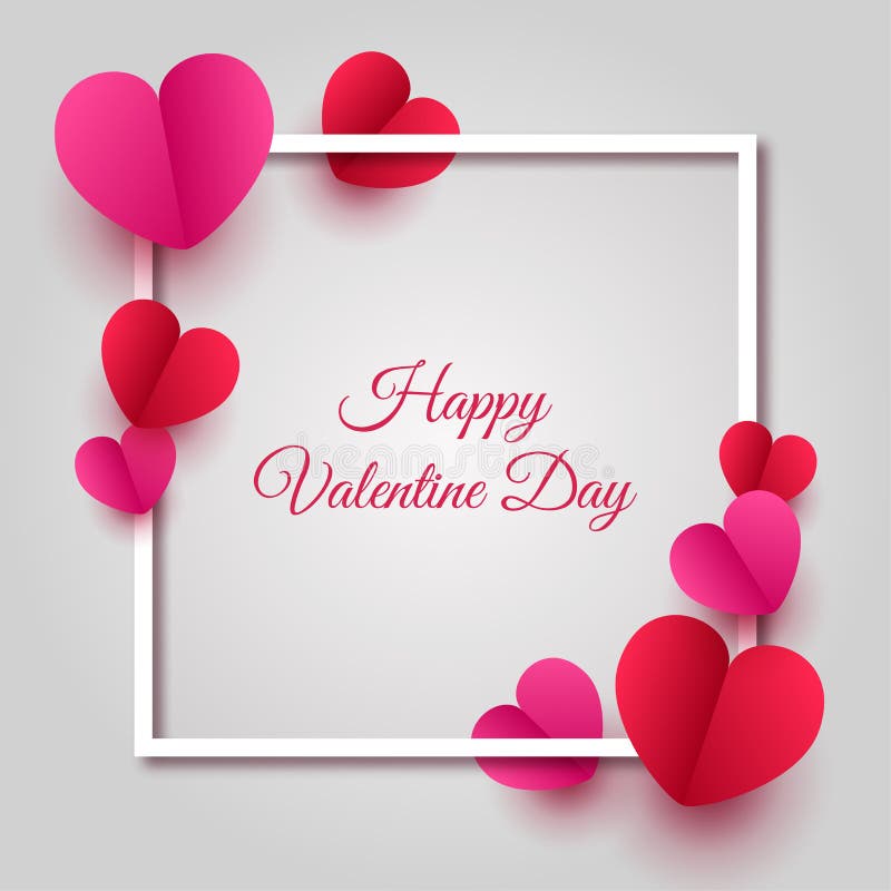 Happy valentines day paper cut style with colorful heart shape in white background