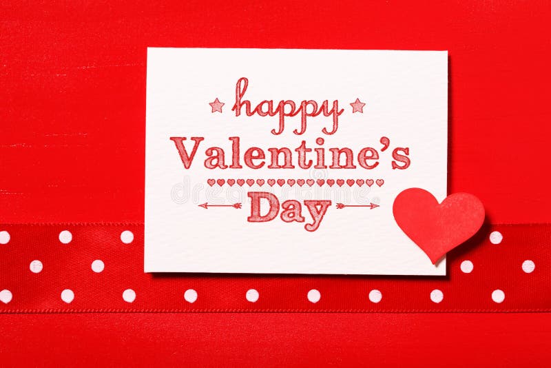 Happy Valentines Day message with a red little heart. Happy Valentines Day message with a red little heart