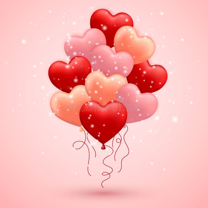 Red Heart Ball Love Shape Balloon Ribbon Graphic by Musbila · Creative  Fabrica