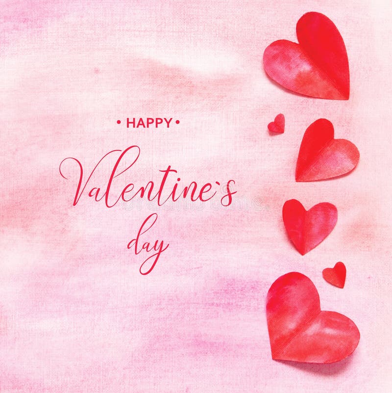 Valentine`s Day greeting card. Watercolor hearts and background royalty free illustration Valentine`s Day greeting card. Watercolor hearts and background royalty free illustration