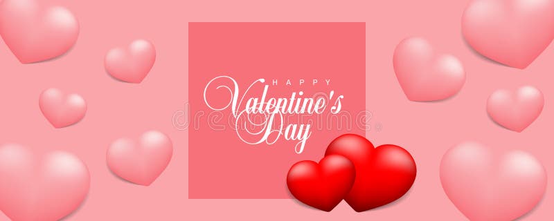 Happy Valentines Day vector illustration banner, flyer, poster, voucher, website header layout with couple red hearts and pink hea vector illustration Happy Valentines Day vector illustration banner, flyer, poster, voucher, website header layout with couple red hearts and pink hea vector illustration