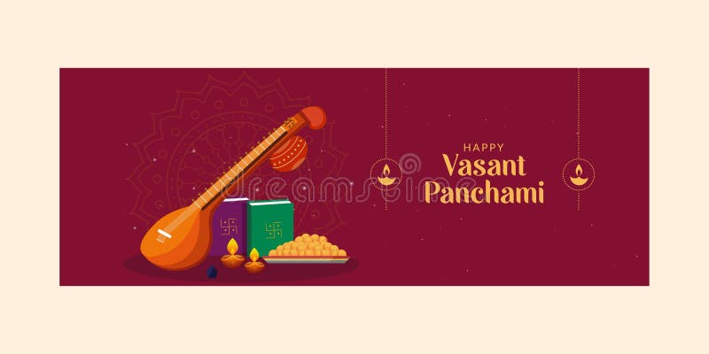 Happy Vasant Panchami Cover Page Design Stock Vector Illustration Of Basant February 240670355 