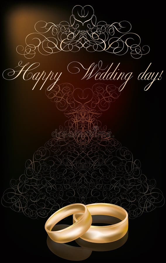 Happy Wedding Day Background with Two Golden Rings Stock Vector -  Illustration of anniversary, celebrate: 37628282