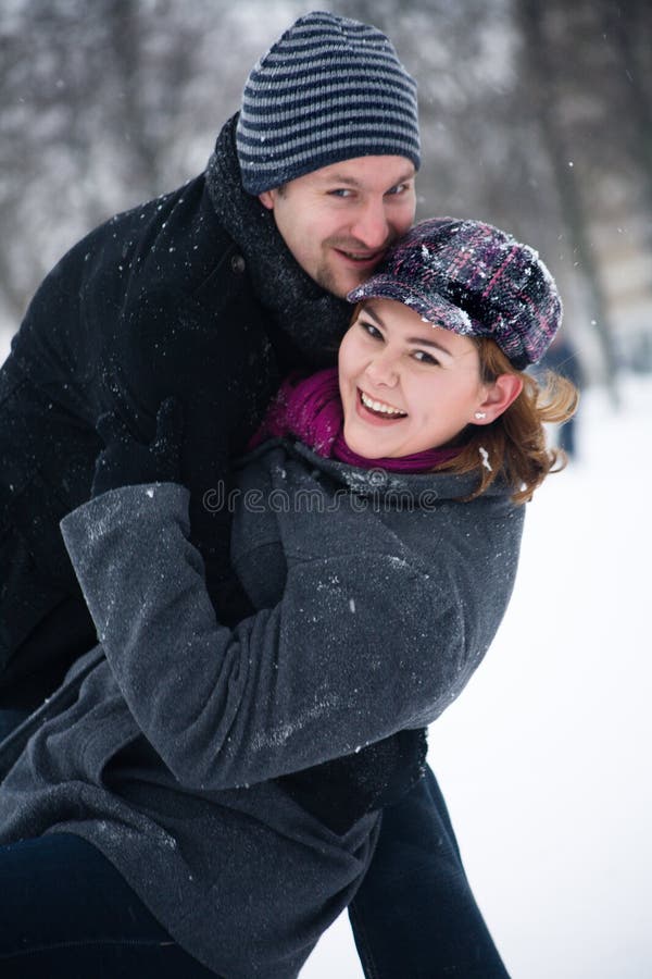 Happy winter couple