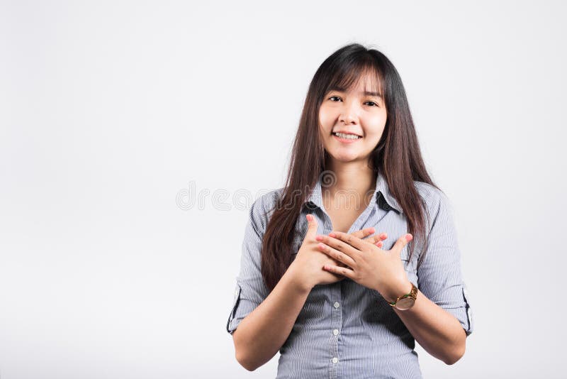 Asian women's bust She has a small chest Stock Photo
