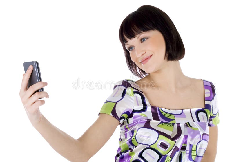 Happy woman with cell phone