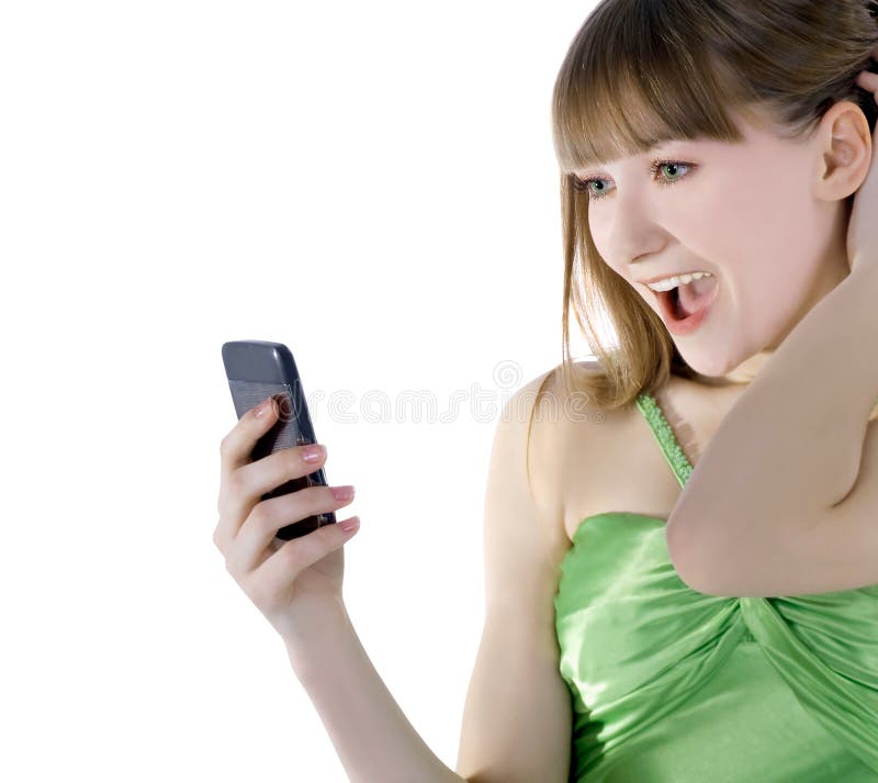 Happy woman with cell phone