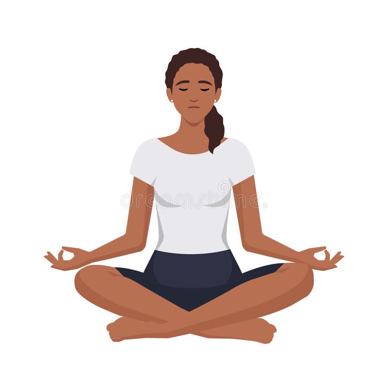 Funny Yoga Woman Character Meditation Stock Vector - Illustration of  female, position: 94950623