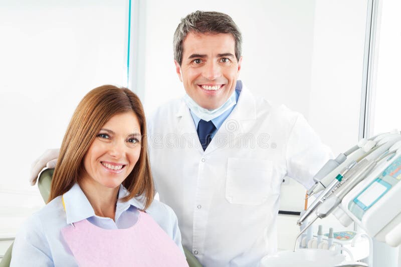 Happy woman at the dentist royalty free stock photos