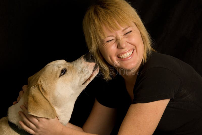 Happy woman and dog