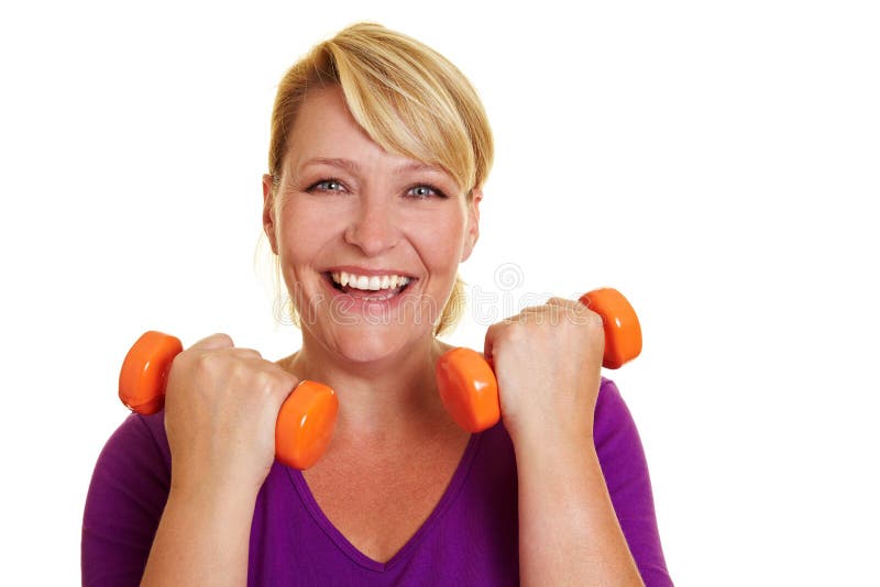 Happy woman exercising royalty free stock photo