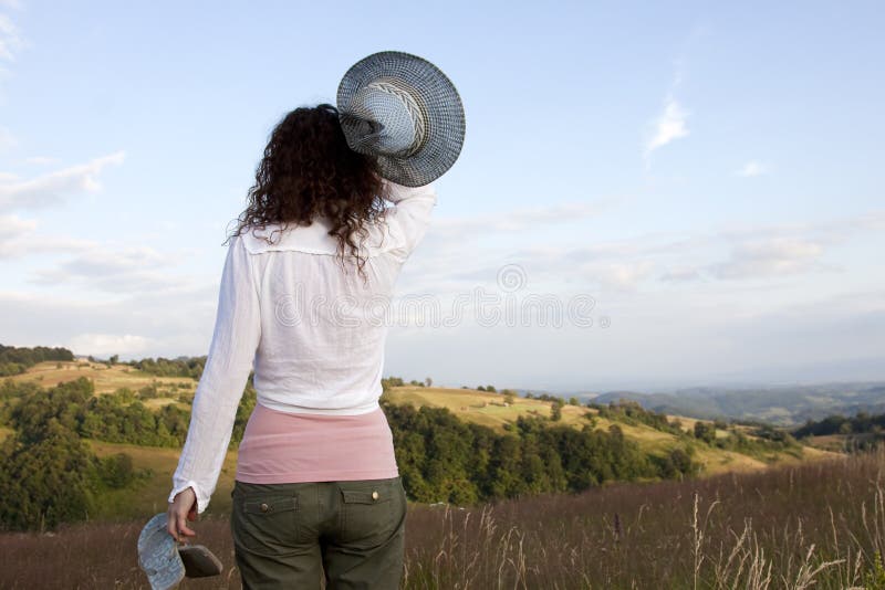 Happy woman in field