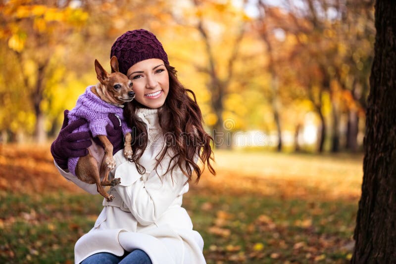 Happy woman with her dog