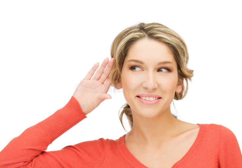 Happy Woman Listening Gossip Stock Photo Image Of Lady Hearsay 39466530