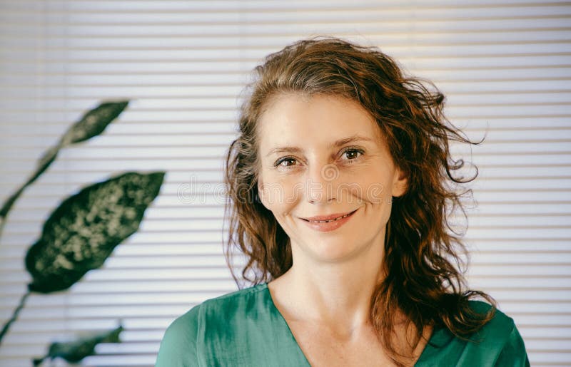 happy woman portrait in office