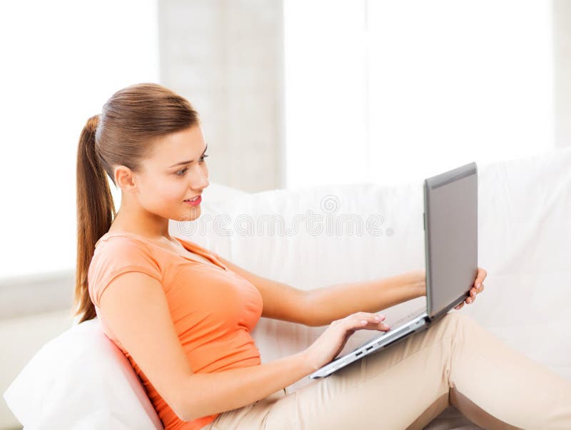 Goodlooking Young Man Relaxing at Home with Laptop Stock Image - Image ...