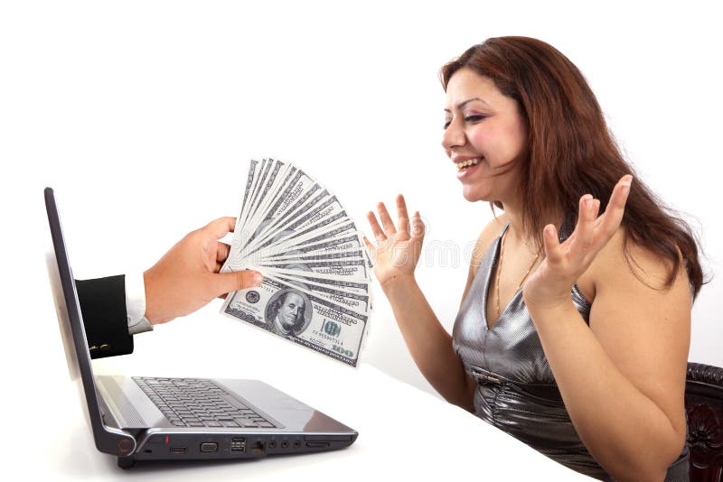 Happy Woman win Online Money