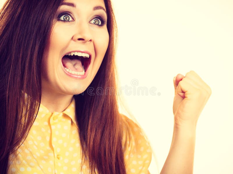 Happy woman winning having luck royalty free stock images Happy woman winning having luck royalty free stock images