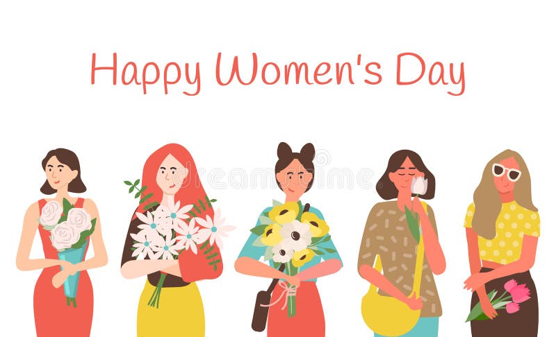 Happy Womens Day Greeting Card with Cartoon Ladies Stock Vector - Illustration of caucasian, model: 141280242 Happy Womens Day Greeting Card with Cartoon Ladies Stock Vector - Illustration of caucasian, model: 141280242