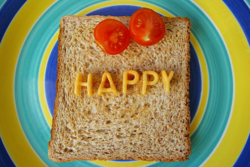 Happy word on toast