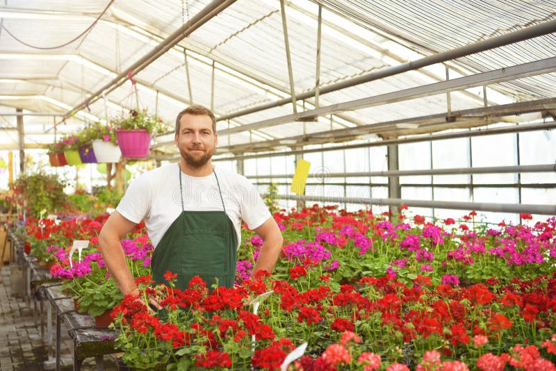 Happy Worker Growing Flowers