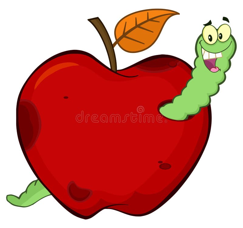 Rotten Apple with a Large Worm Stock Image - Image of oozing, overripe:  80511937