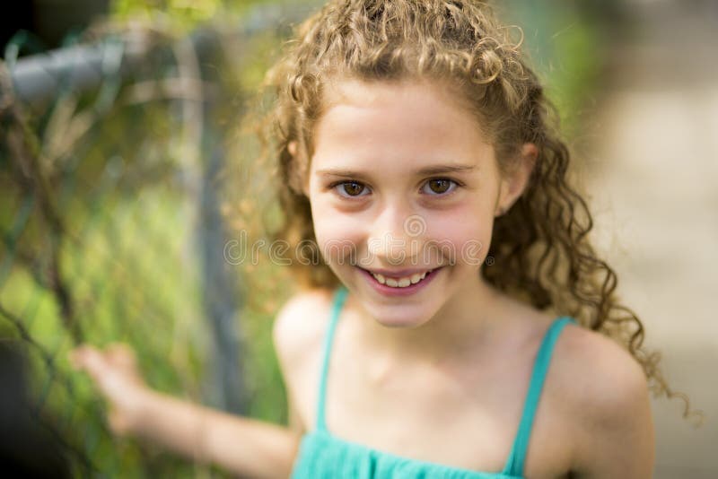 Happy 9 Years Old Girl on Summer Stock Image Image of smile, little