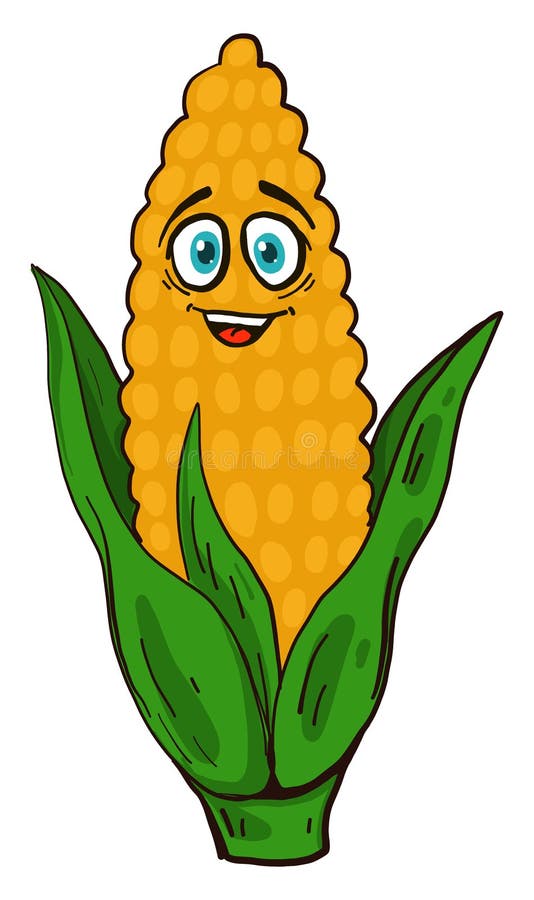 Happy Corn Kernel, Vector Or Color Illustration Stock Vector